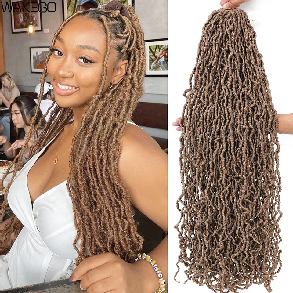 14 18 24 Inch Soft Locs Crochet Hair Pre Looped Ginger Faux Locs Crochet Braids Synthetic Butterfly Crochet Hair for Black Women