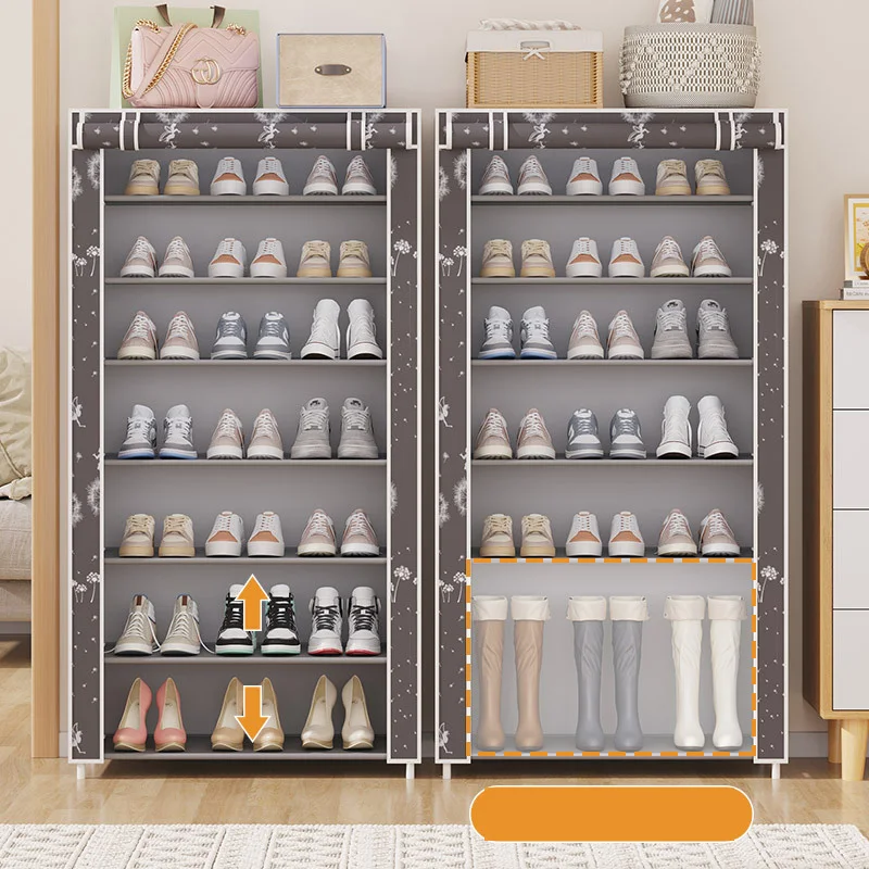 New Solid Color Simple Shoe Rack Door Home Multi-Layer Dust-Proof Storage Shoe Cabinet Indoor Space-Saving Shoe Box