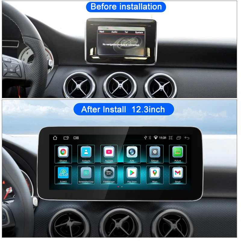 For Mercedes Benz A class CLA/GLA/W176/CLA-C117/GLA-X156 2013-2018 Android 13.0 Car Radio Multimedia Video Player GPS Carpet