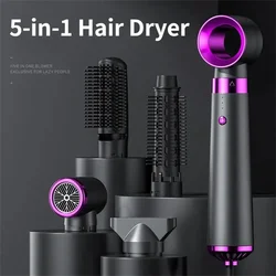 電気ヘアドライヤーキット,熱風ブラシ付き,ストレートヘアアイロン,ガルイオン,ブロードライヤー,5 in 1,新品