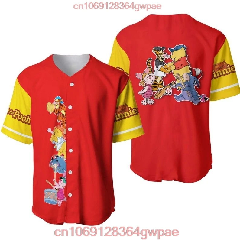 Disney White Red Baseball Jersey, Donald Mickey Minnie Goofy Baseball shirt 3D T-shirt