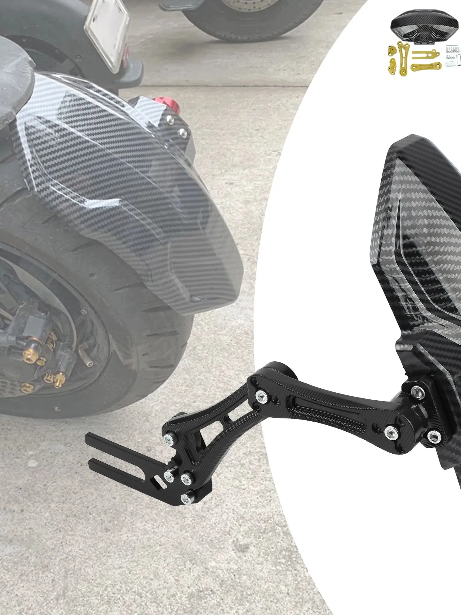 AliExpress PowerMotor Motorcycle Adjustable Imitation carbon fiber Rear Wheel Fender Mudguard For Cafe Racer E-bike Scooter Moped Universal Parts