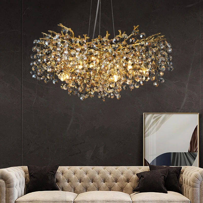 Modern round chandelier restaurant lighting gold/chrome/LED chandelier creative home decoration crystal living room lamp