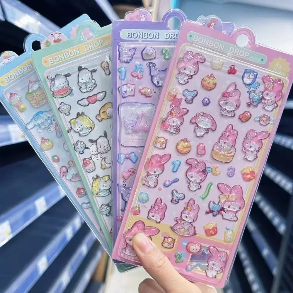 

Cute Cartoon Character My Melody Kuromi 3D Embossed Sticker Kawaii Children's Sticker Mobile Phone Ledger Decal Holiday Gift