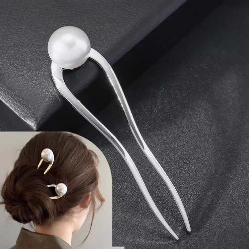금속 빈티지 U 모양 머리핀 진주, 간단한 헤어 번 클립 핀, 웨딩 여성 스위트 헤어 쥬얼리 액세서리 선물, 신제품  Best5