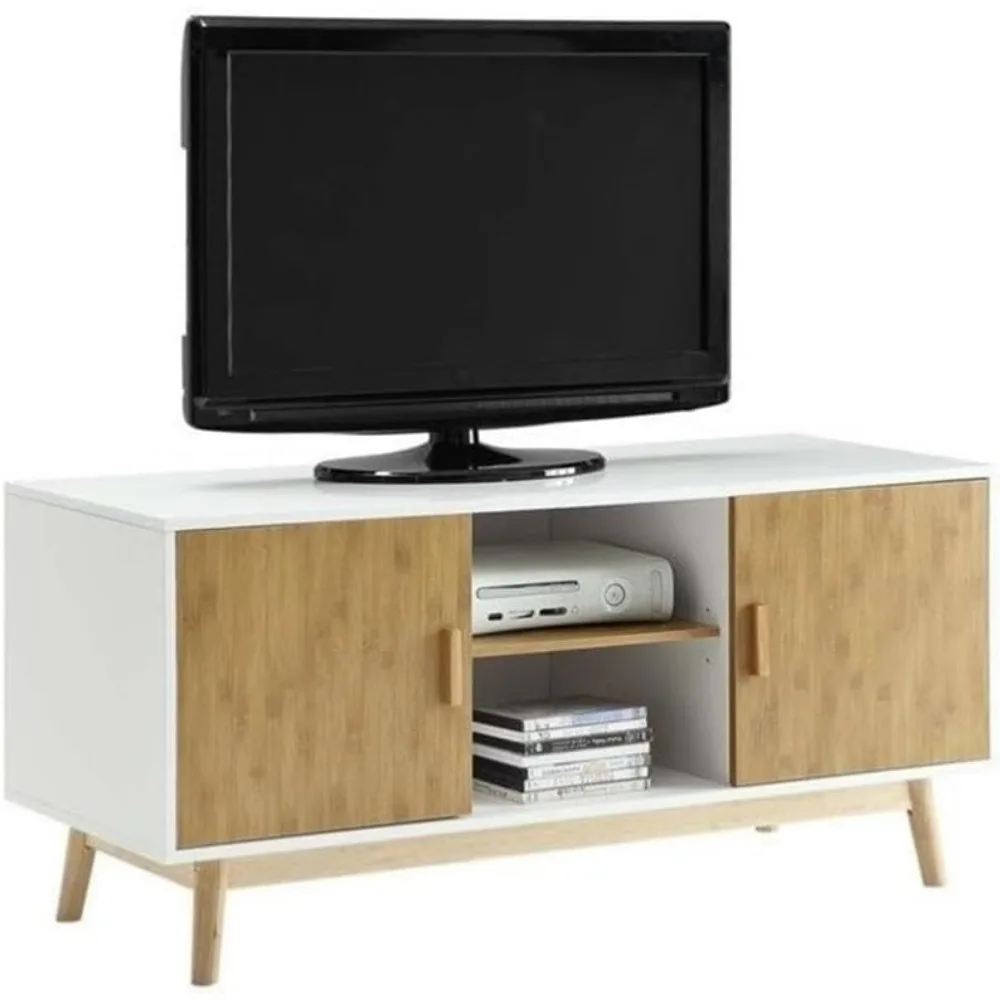 حامل تلفزيون أوسلو الحديث باللون الأبيض مع مساحة تخزين - مفاهيم الراحة #4