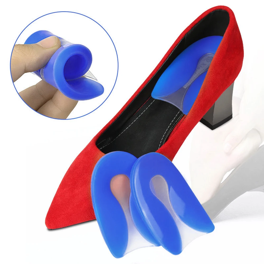 1Pair Silicone U-shaped Heel Pad Foot Pain Relief Plantar Fasciitis Heel Protector Men Women Heel Cushion Pad Shoe Insert Insole