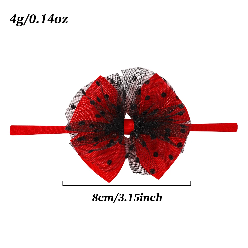 2 قطعة/المجموعة الشيفون الشريط القوس شريط مطاطي هيرباند مع مطاطا النايلون عقال موضة دوت بنات الأميرة إكسسوارات الشعر هدايا #6