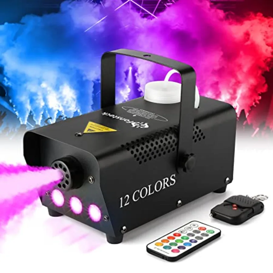 

Fog Machine - Smoke Machine with 12 Colorful LED Lights Effect, 2000CFM Smoke Machine Fog Halloween with Wired and Wireless Rem