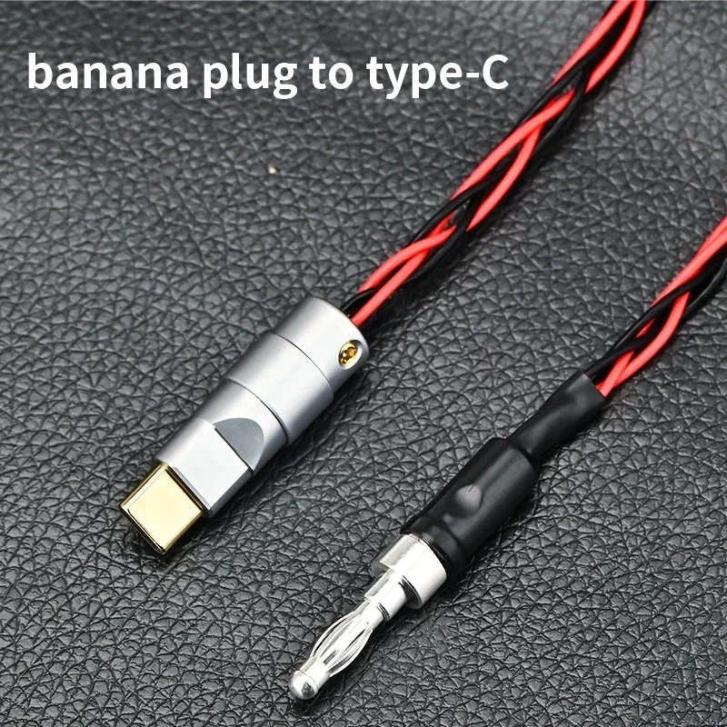 Pure Silver Electronic Black Hole Grounding Wire Banana Plug To Type-c / USB A Grounding Box Audio Cable