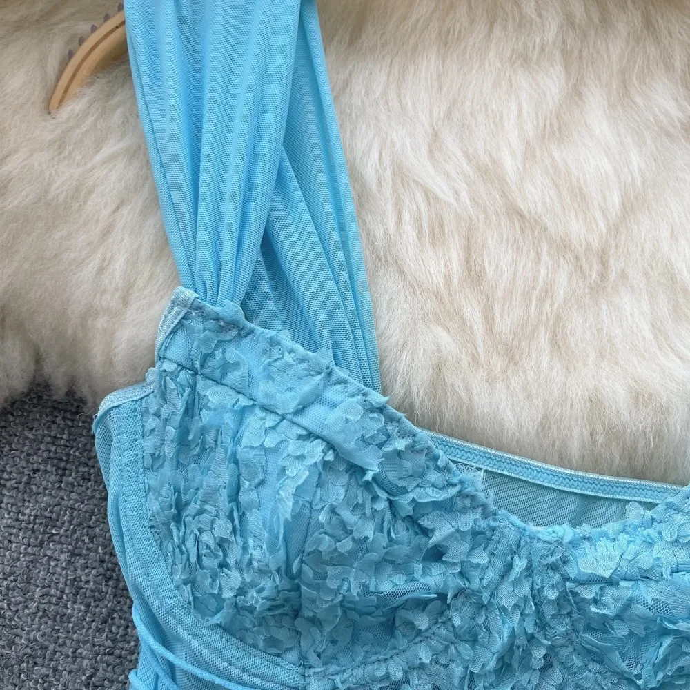 Sexy renda malha bandagem tubo topo chique sem alças camis magro coreano tanques topo elegante básico colheita topo outono feminino bustier