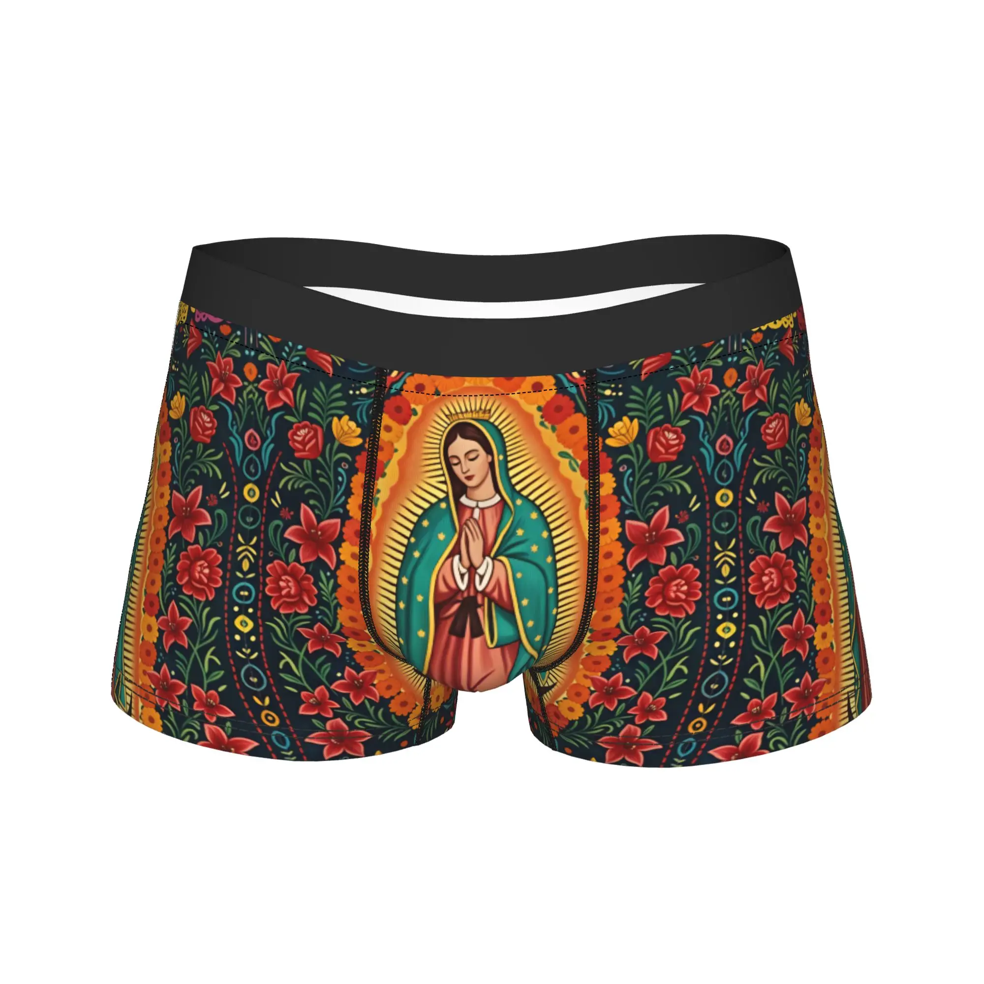 Our Lady Of Guadalupe Virgin Mary Catholic Mexic Underwear Boxer Shorts Hot Sale Men's Underpants Breathable Shorts Briefs Gift