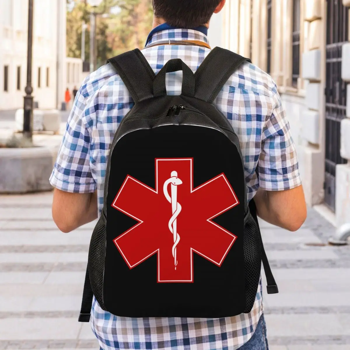 Emt Star Of Life Backpack for Men Women College School Students Bookbag Fits 15 Inch Laptop Emt Paramedic Medical Bags