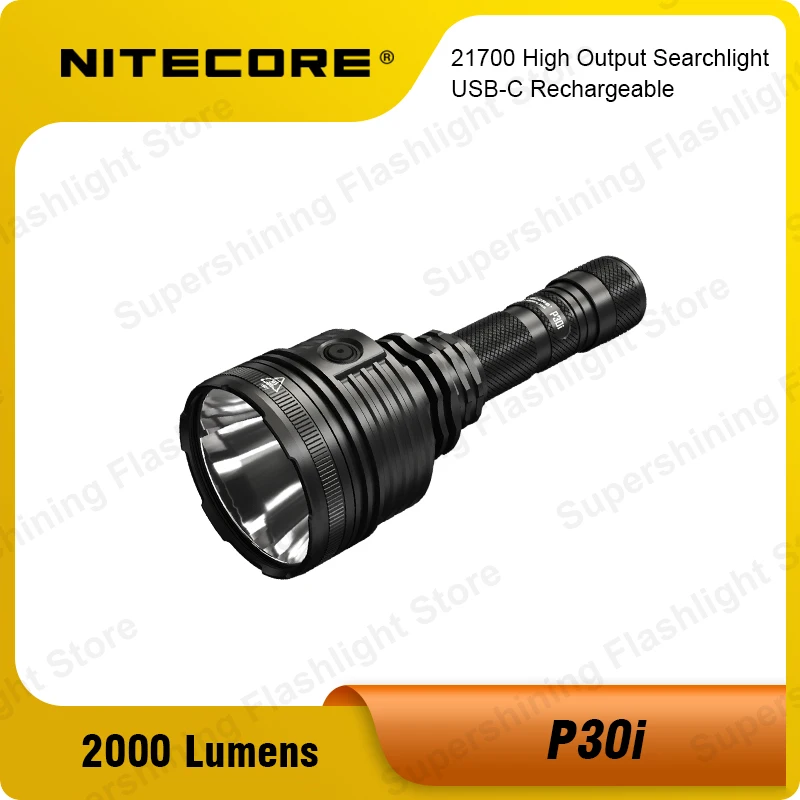 NITECORE P30i led flashlight 2000 lumens, 21700 High Output Searchlingt, USB-C Rechargeable，Chinese outer packaging