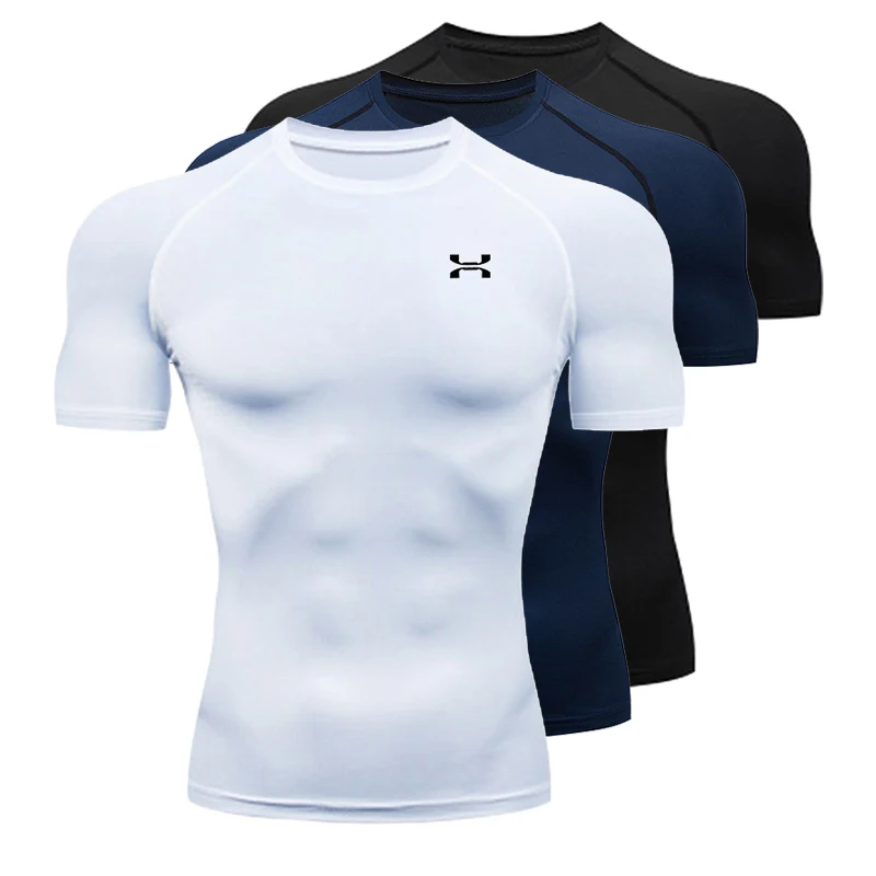 

Men Running Compression T-shirt Short Sleeve Sport Tees Gym Fitness Sweatshirt Male Jogging Tracksuit Homme Athletic Shirt Tops