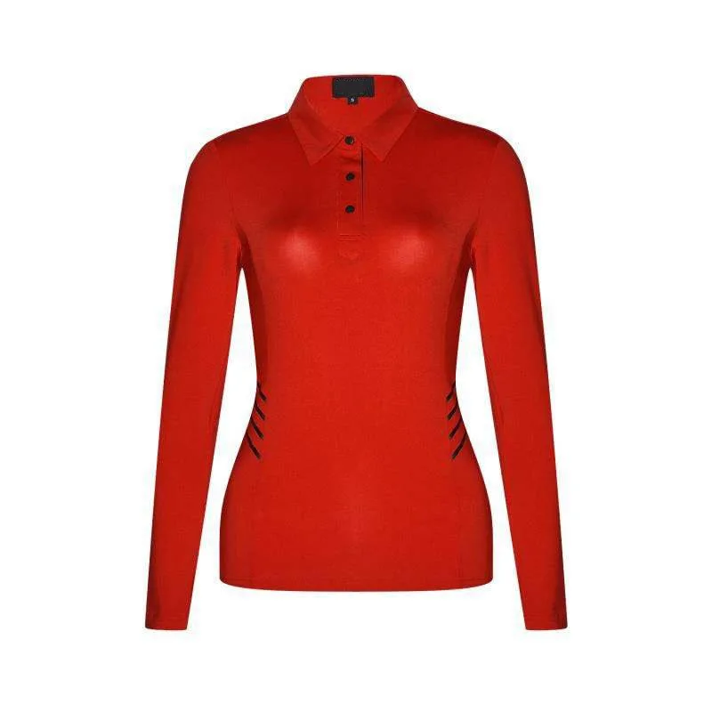 Korean Style Golf Polo Shirts Women Solid Color Fashion Slim Long Sleeved T-Shirt Ladies Sports Tops Casual Autumn Winter