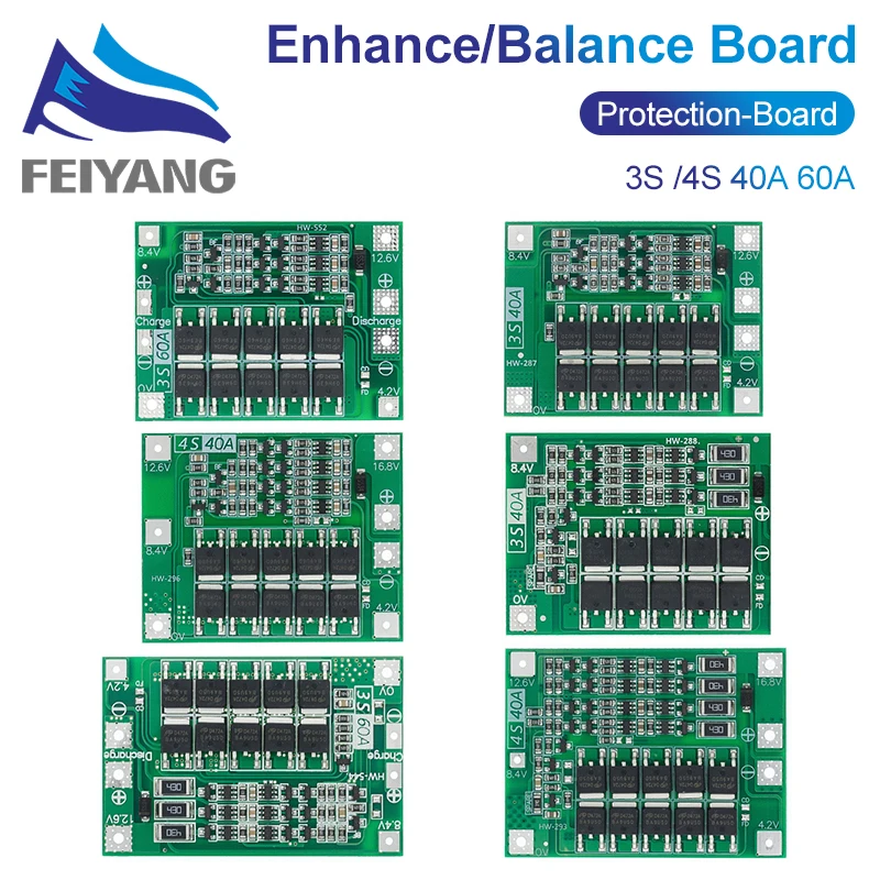 3S 4S 40A Li-ion Lithium Battery 18650 Charger PCB BMS Protection Board with Balance For Drill Motor 14.8V 16.8V Lipo Module