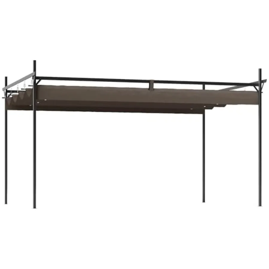 10' x 13' Retractable Pergola  with Stronger Metal Fe Outdoor Pergola Sun Shade Shelter for Garden Patio Backyard Deck Brown