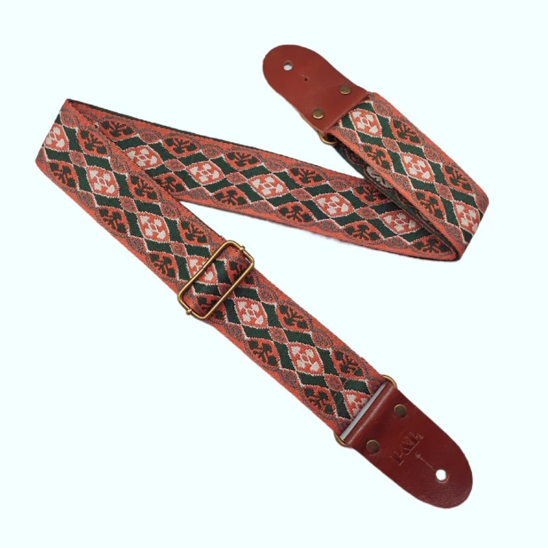 PP Guitar Strap, Diamond Series, Jacquard Cowhide Head, Copper Button, Thick Guitar Strap, S80