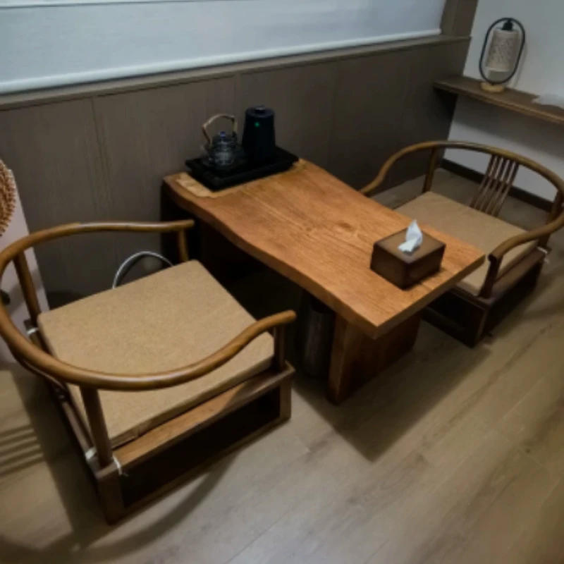 

Solid Wood Chinese Legless Backrest Chair Tatami Low Chair Bay Window Lounge Seat Balcony Tea Bench for Meditation Furniture