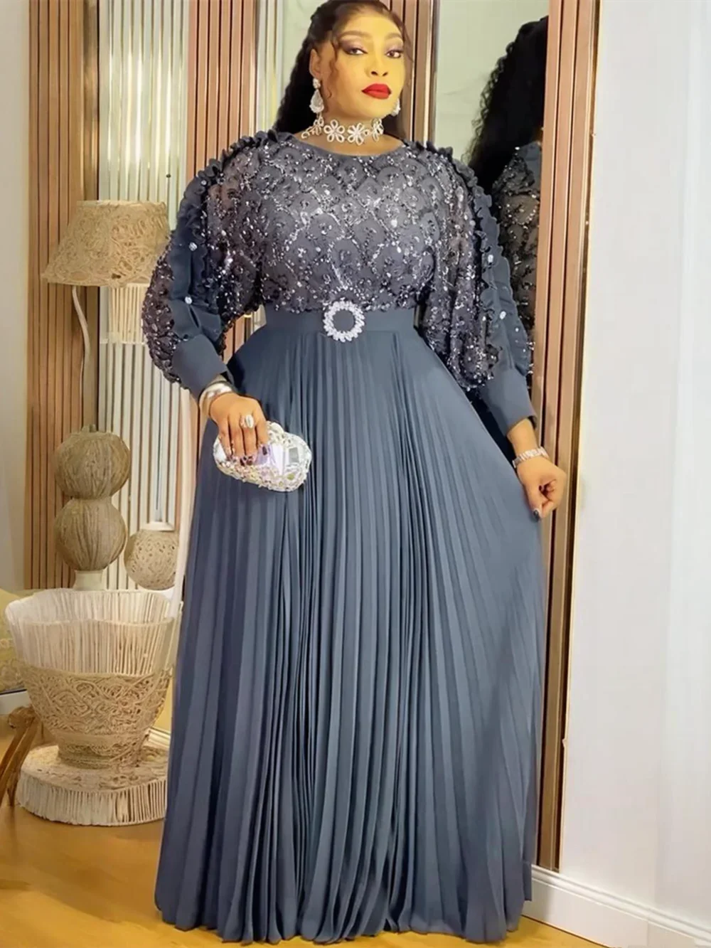 

Fashion Plus Size African Party Dresses for Women Dashiki Ankara Sequin Wedding Evening Gown Elegant Muslim Maxi Long Dress 2026