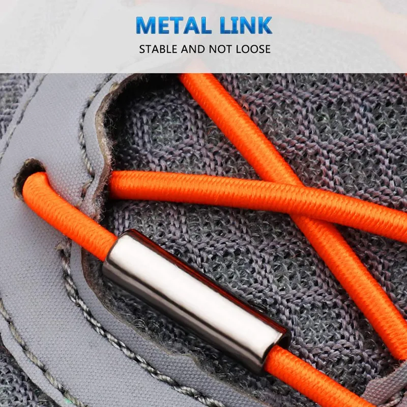 1Pair Metal Lock Elastic Lace With Quick Release Round Buckle For Kid Adult Sneakers Running Shoes Sport Shoelaces Without Tie