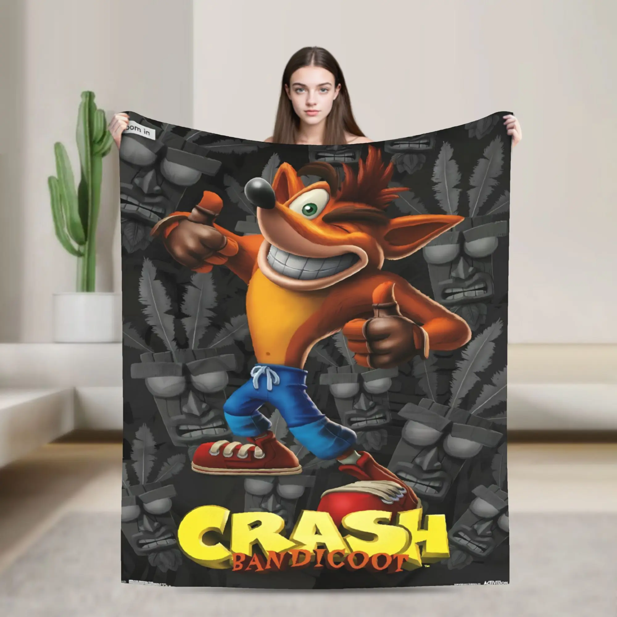 Crash Bandicoot Stone Print Plush Blankets Girls Boys Flannel Bedding Throws For Bedroom Soft Custom Quality Bedspread Gift Idea