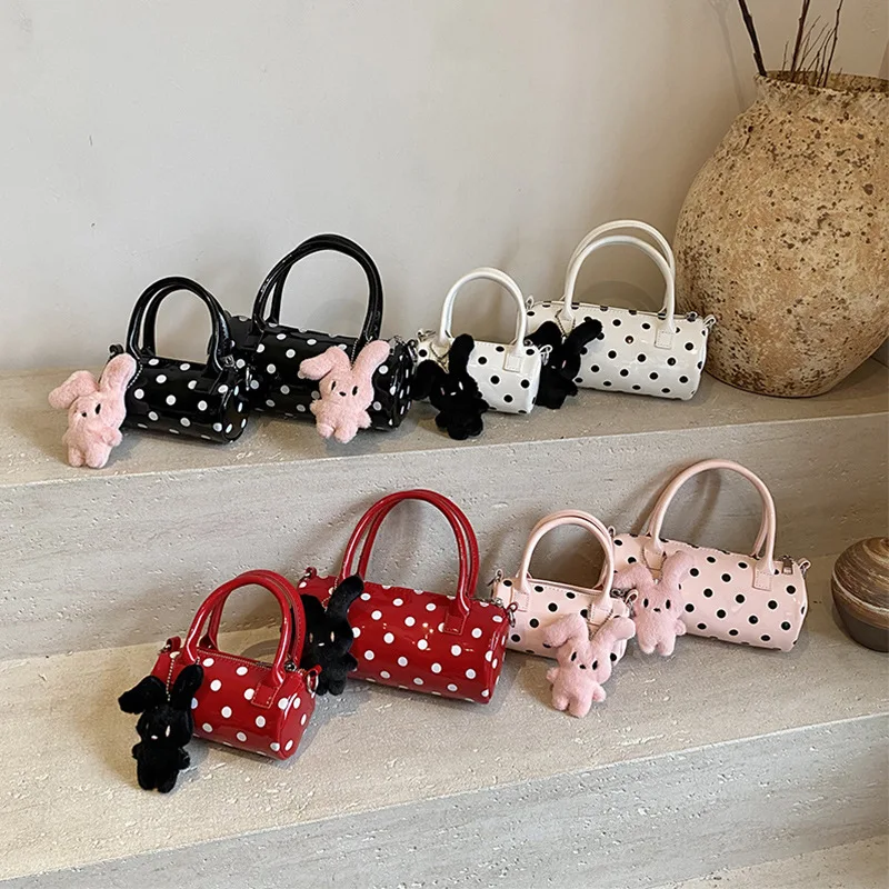 

Children Bag Cute Polka Dot Printed Patent Leather Glossy Surface Purse and Handbag Crossbody Bag for Women Mother Kid Bags Girl