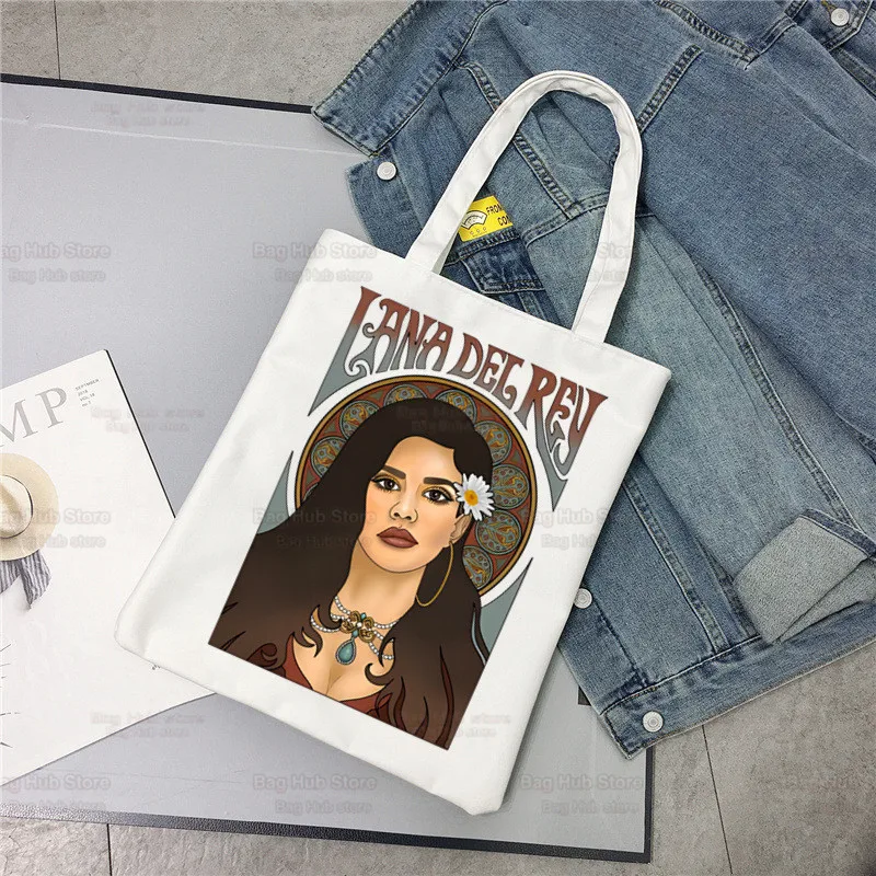 Lana Del Rey Singer Fans Women Canvas Shoulder Bag Canvas Tote Eco Just for Life Shopping Bag Canvas Tote Bag HandBag Daily Use