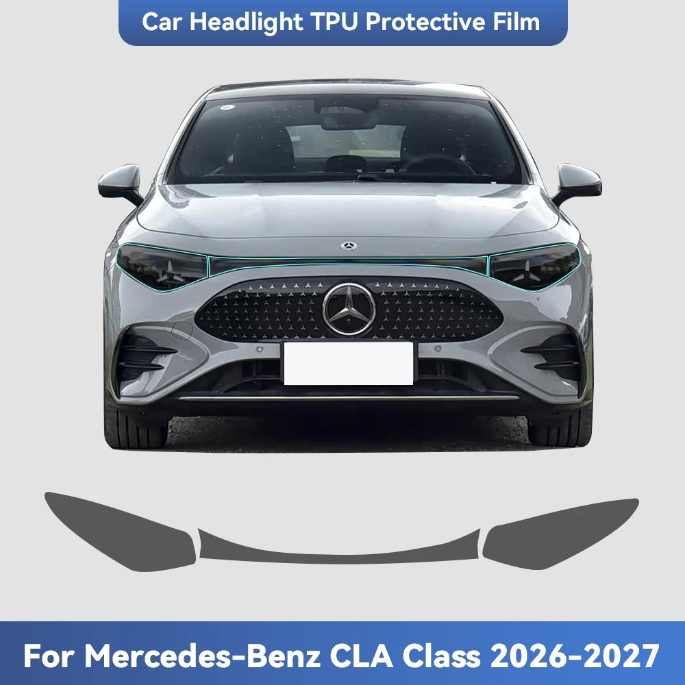 For Mercedes Benz CLA Class 2026 2027 TPU Headlight Anti-Scratch Black Transparent Modification Color Changing Protective Film