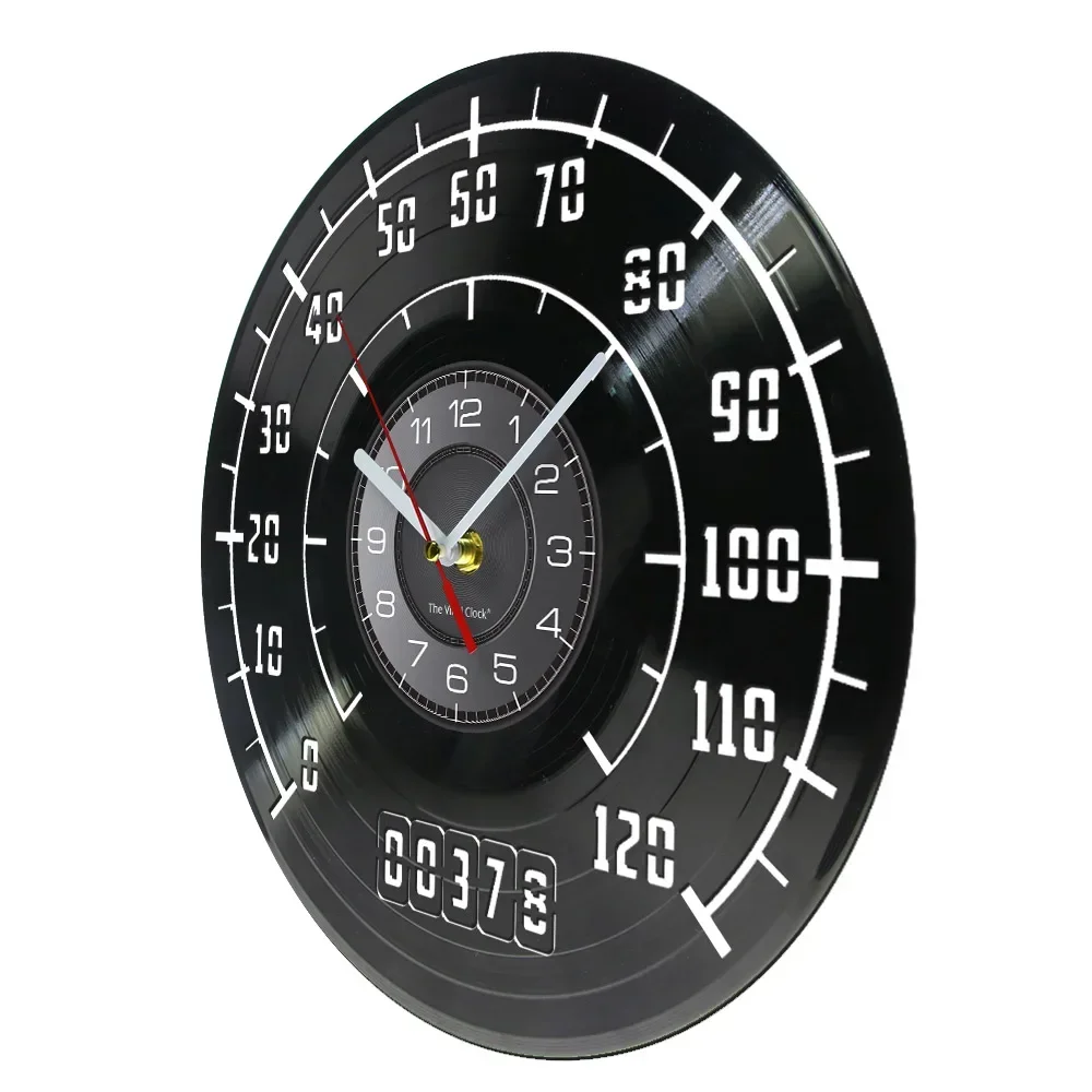 Car Gauges Speedometer Tachometer Odometer Retro Music Album Laser Cut Wall Clock Gas Fuel Vehicle Instrument Garage Wall Watch