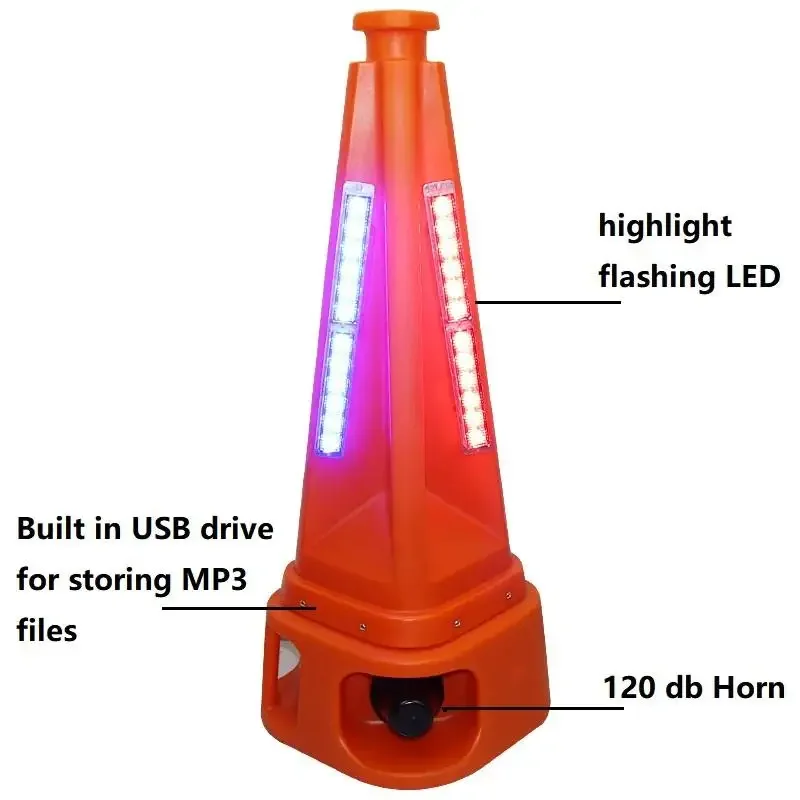 High Quality Bridge Construction Emergency Flashing Warning Light With Shouting Horn Led Rechargeable Sound And Light Road Cone