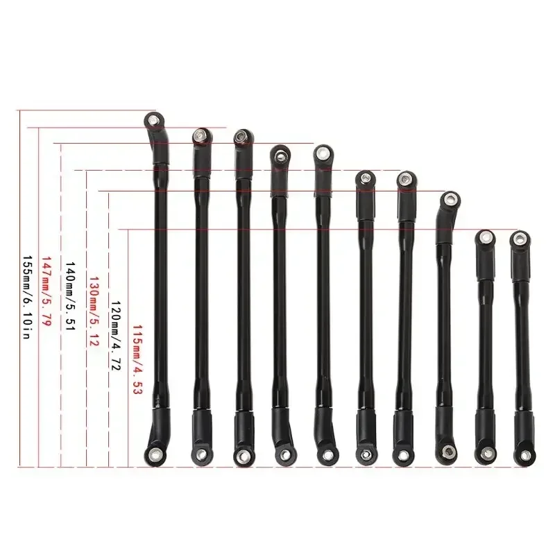 

10 шт./компл. набор металлических звеньев, пластиковый наконечник стержня для 1/10 RC гусеничного автомобиля, осевой SCX10 II 90046