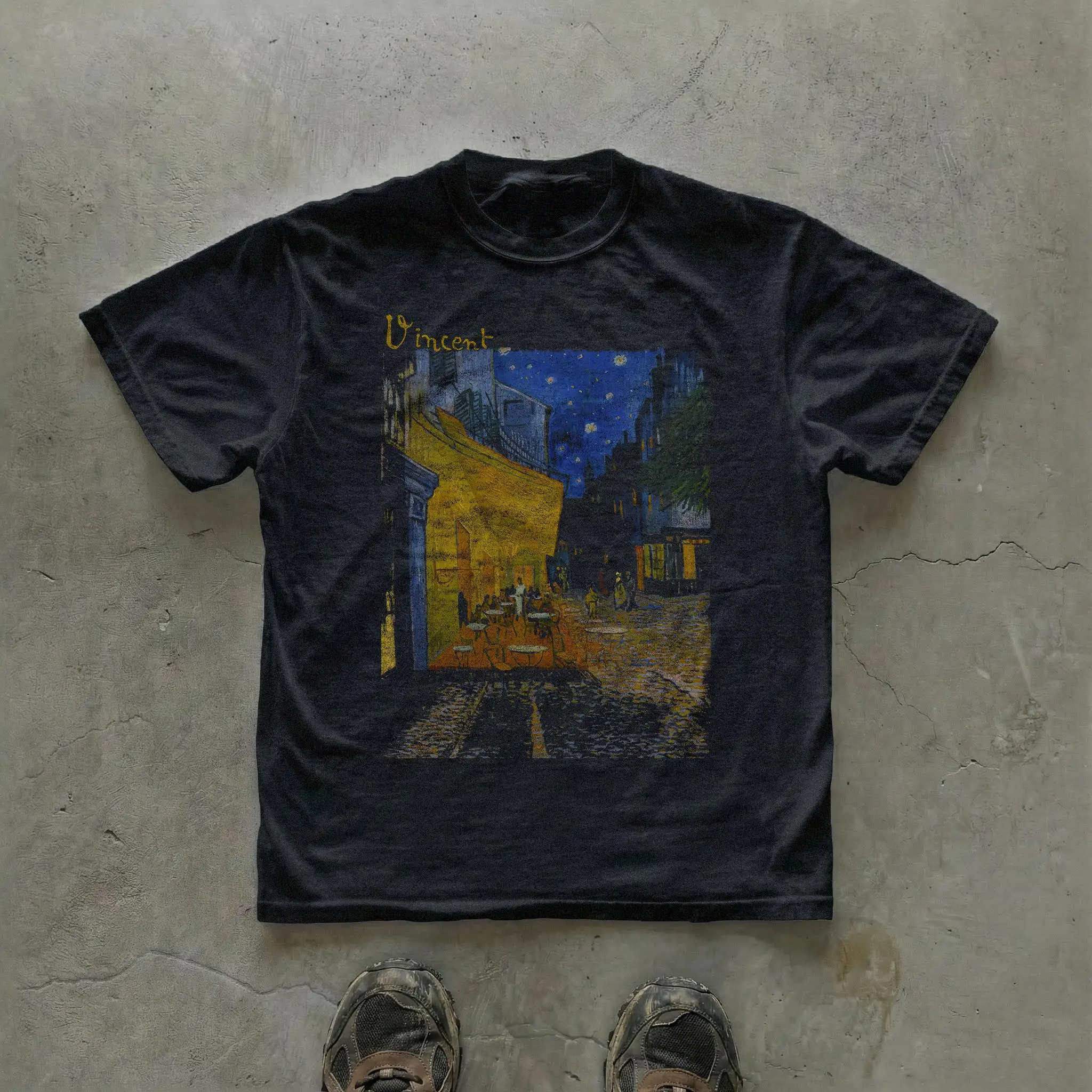 

Plus Size Summer Women's Vintage Van Gogh Cafe T-Shirt Cotton Breathable Stylish Versatile Street Style Oversized