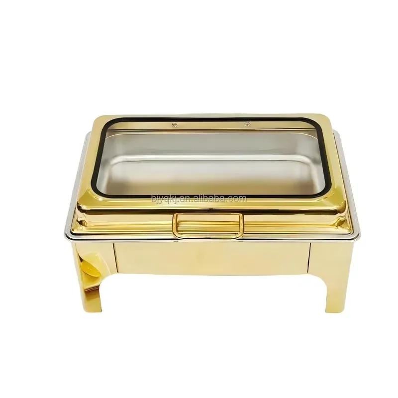 9L Stainless Steel Food Warmer 201 304 Grade Steam Heating Buffet Server Gold Dinner Plate Heater for Catering Restaurant