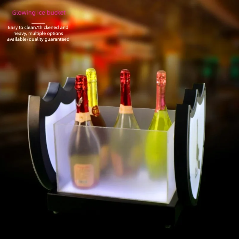 Customized Bar Rechargeable Luminous Ice Bucket Glowing Beer Barrel Champagne Cooling Drink Tool for Bar