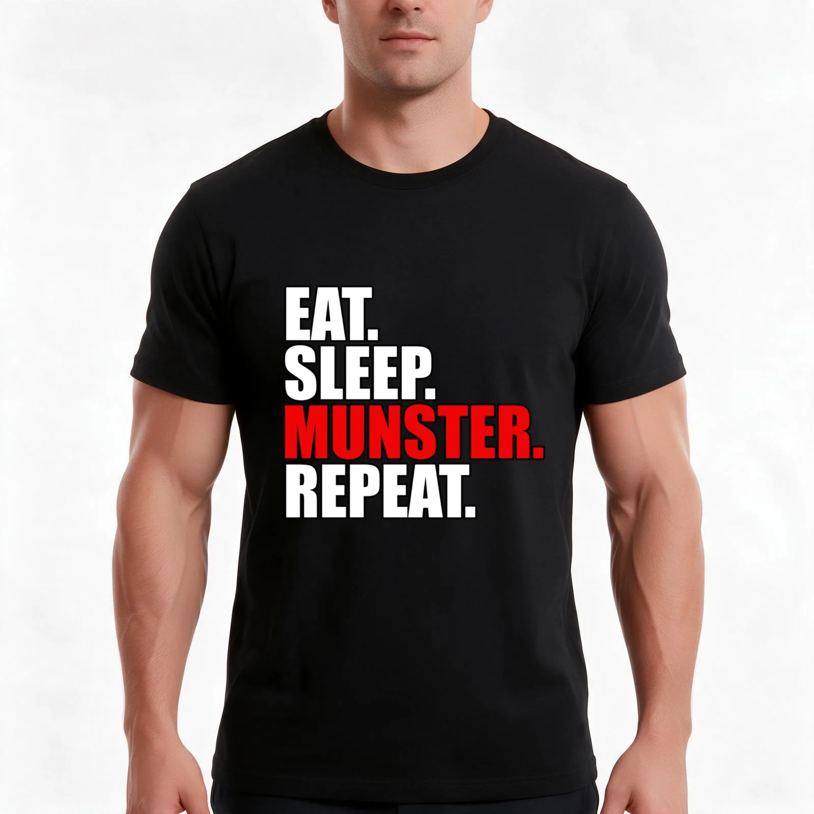 Munster Rugby Ireland Eat Sleep Munster Rugby Repeat T-Shirt, Summer Casual Cotton Tee, Oversized Streetwear Tops, 100% Cotton