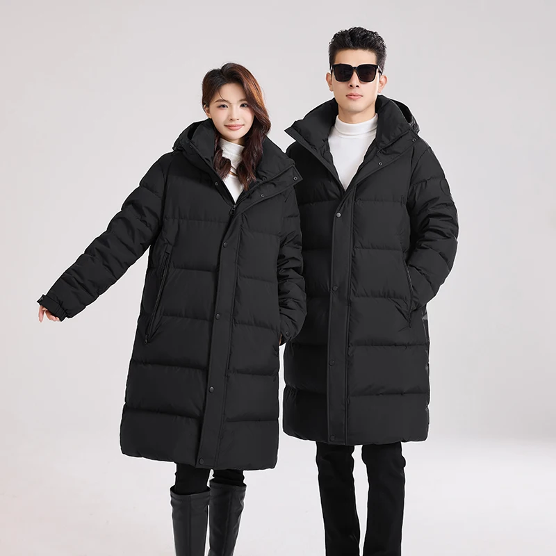 Top Casual Men's Warm Hooded Duck Down Jackets Winter Couple's Outwear Windproof Long Puffer Coat Thicken Padded Parkas Clothing