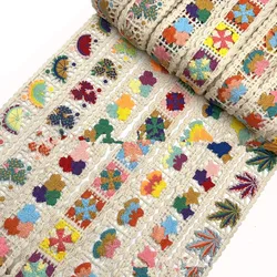 1 Yards Polyester Barcode Embroidery Fabric Lace Hollow Diy Handmade Clothing Decoration Trimming