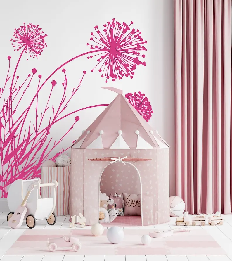 Dandelion Wall Decal | Flower Wall Decal | Dandelion Flower Wall Decor PL15