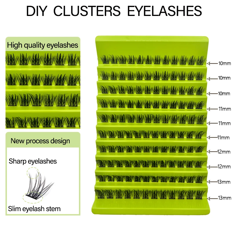 200/160/120/100Cluster Lashes Natural Eyelash extension Volume Individual Lashes Mixed Tray Faux Mink Lashes Cilias Makeup