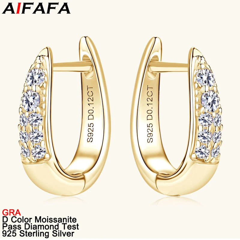 

Luxury Full Moissanite Diamond Stud Earrings 100% s925 Sterling Silver All Moissanita Ear Stud Plate 18k Gold Fine Jewelry