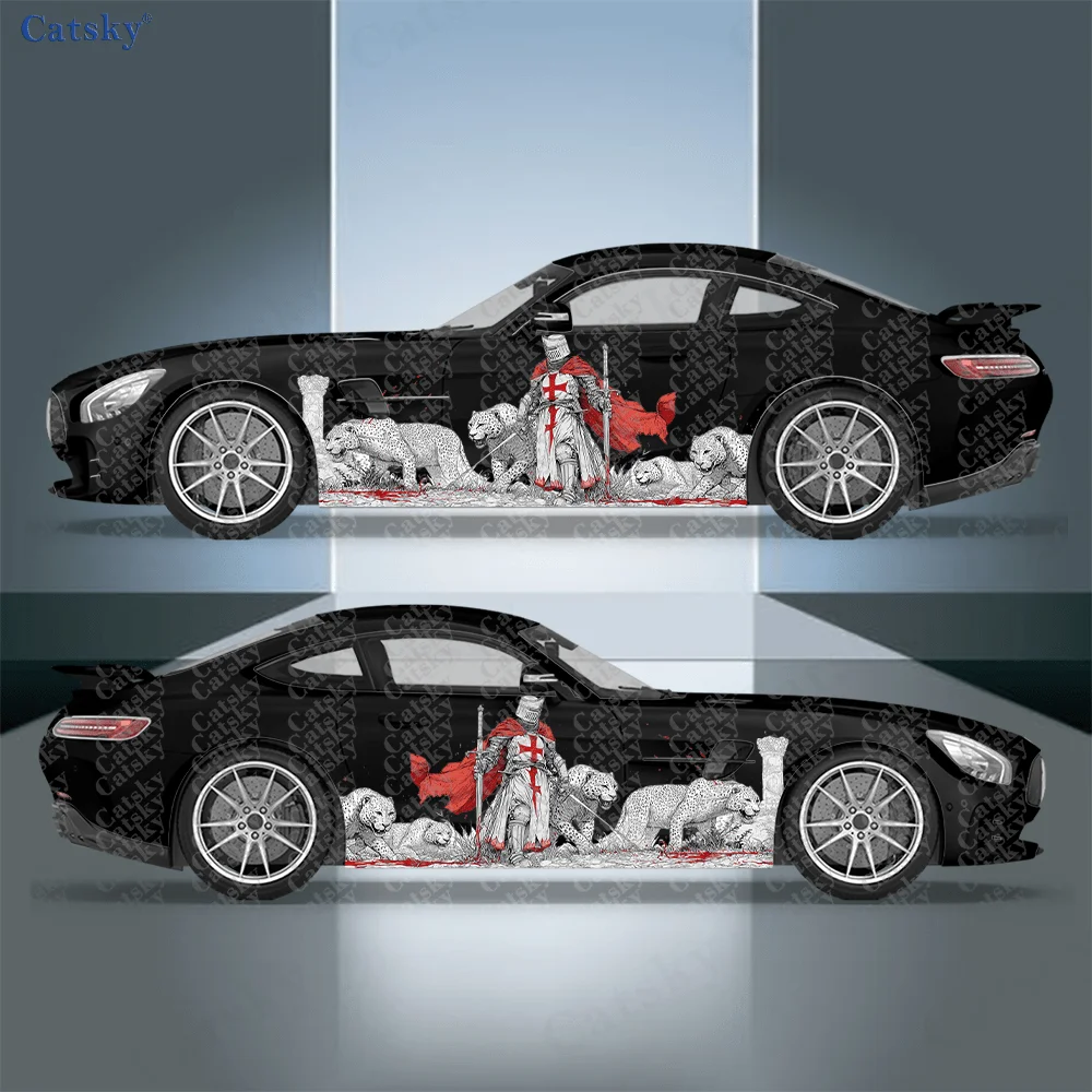 

2pcs Crossed Knight and Cheetah Stickers, for Car and Truck, Durable, Fade-Resistant, Easy to Install and Remove - Enhance vehic