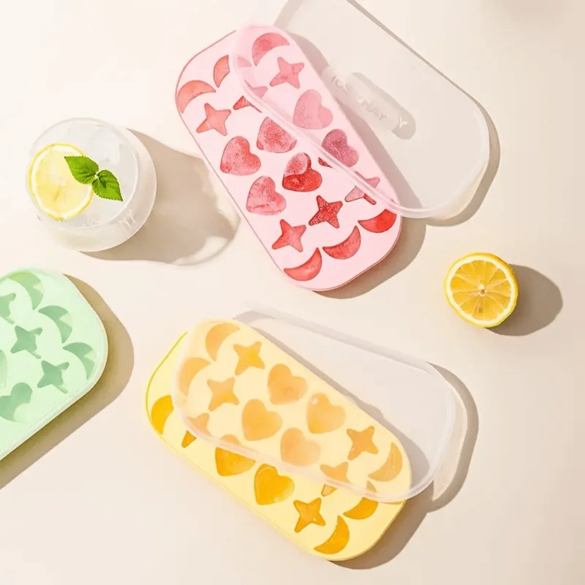 1 Piece of 18 Grid Silicone Ice Grid Heart-shaped Star Moon DIY Mold with Cover Soft Bottom Ice Cube Mold - view 7
