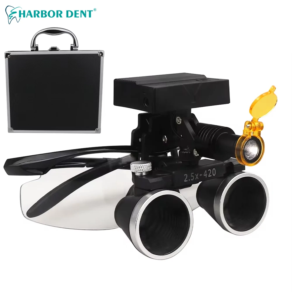 Wireless 5W Dental Loupes Glass LED Headlamp Medical Headlamp Inspection Lamp With Optical Filter Aluminum Box