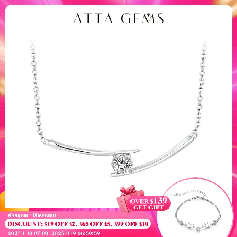 

ATTAGEMS Luxury 5.0mm D Color Moissanite Necklace for Women Real 925 Sterling Silver Moissanite Diamond Wedding Anniversary Gift