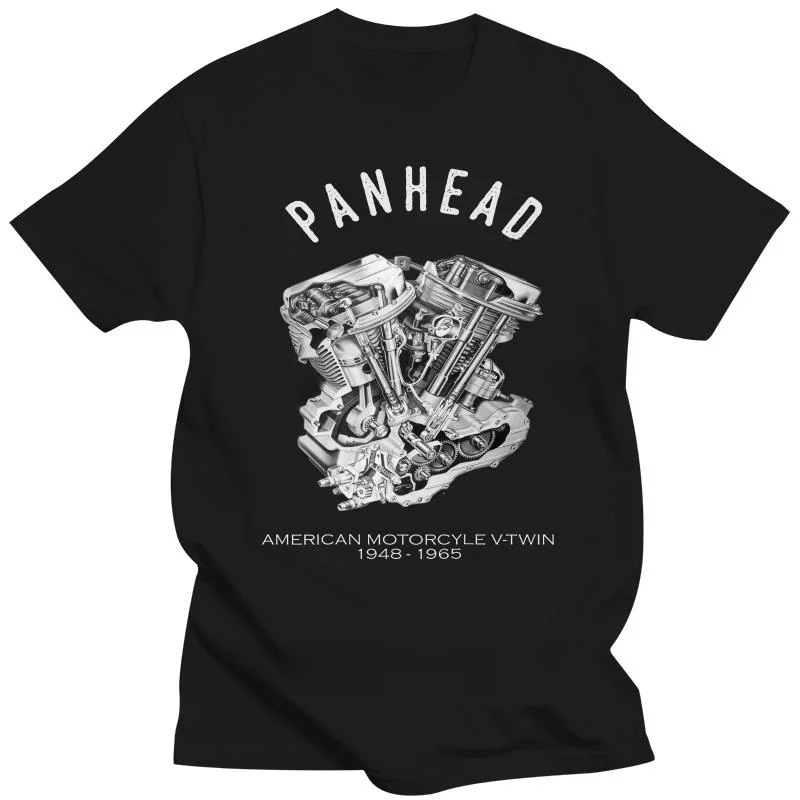 Men's Fashion Cotton T-Shirt Brand Summer T-Shirts For Men PanHead V-Twin Engine Cutaway Motorcycle 1948 T-Shirt Dark Colors