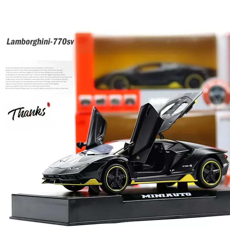 Novo 1:32 Simulação Lamborghinis 770 Alloy Car Model Som e Luz Pull Back Toy Car Sports Car Boy Coleção Decoração Presente