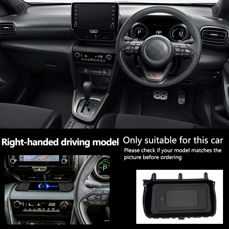 Bezprzewodowa ładowarka samochodowa wysokiej jakości, trwała, idealnie pasująca do modeli Toyota Yaris Cross (2021-2023) z kierownicą po prawej stronie.