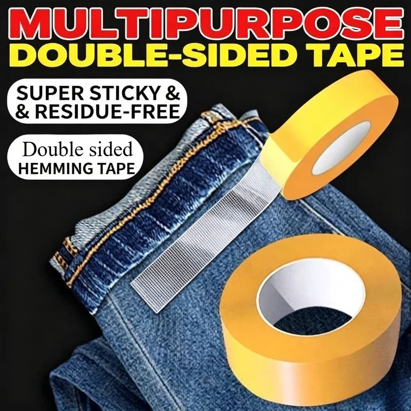 1 Roll Strong Adhesive Fabric Tape for Pants Leg Modification No Cutting No Marking Clothing Seam Free Sticker for Waterproof